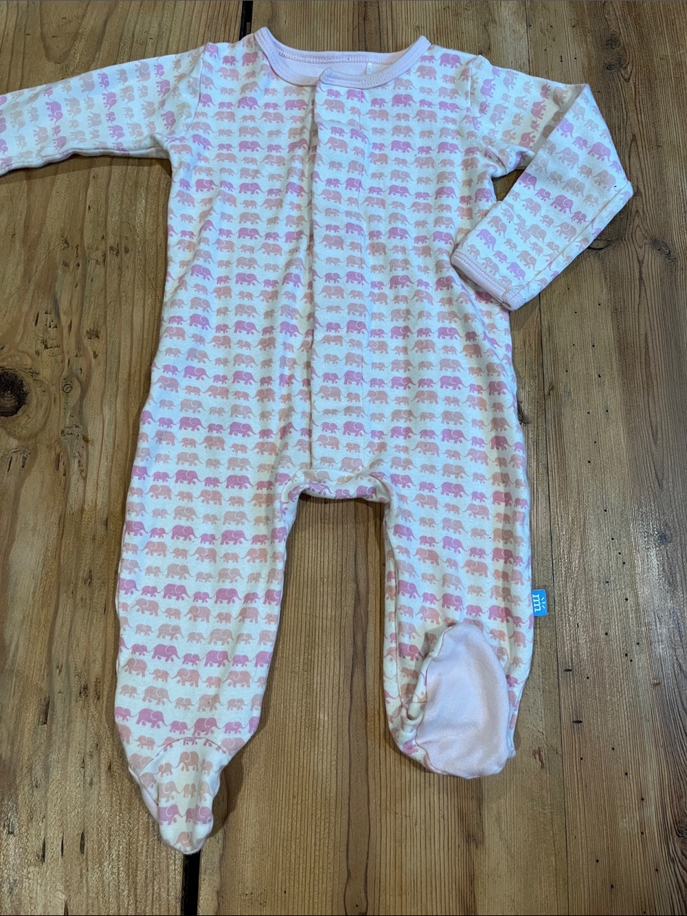 MAGNETIC ME 3-6M Elephant Printed Organic Footed Jumper Romper Sleeper